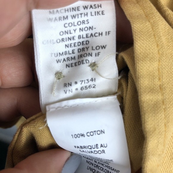 NWT LL Bean womens Blouse size 4 LONG SLEEVE Mustard Yellow Button Down - Picture 7 of 8